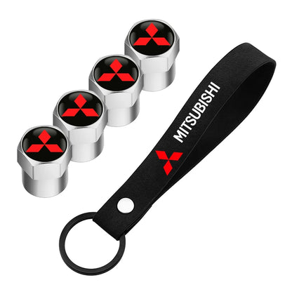 Mitsubishi Tire Valve Caps with Keychain