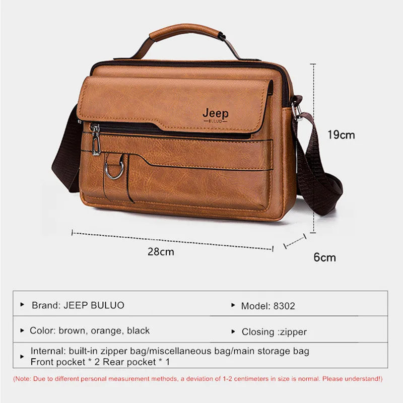 JEEP BULUO Brand Men's Crossbody Leather Bag