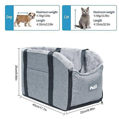 Caja de asiento de seguridad para mascotas: asiento portátil para automóviles para perros pequeños y gatos