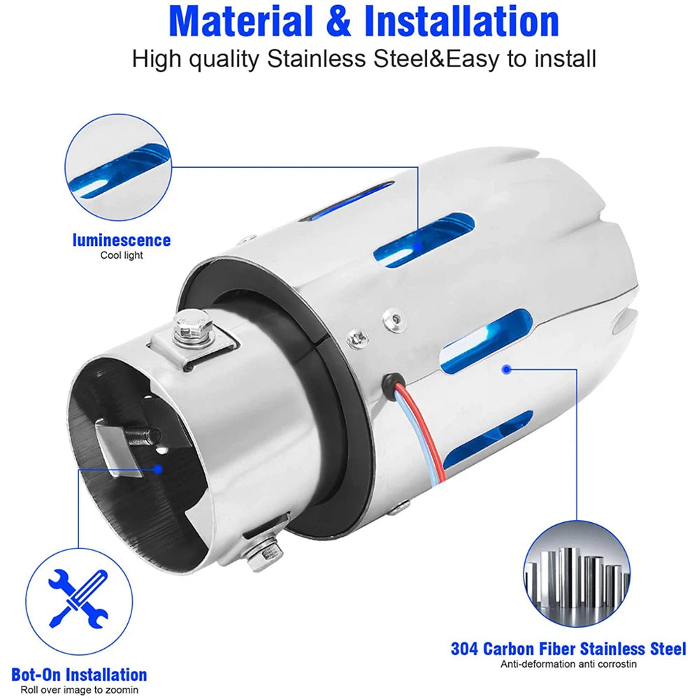 Consejo de escape LED de acero inoxidable: ajuste universal para automóviles