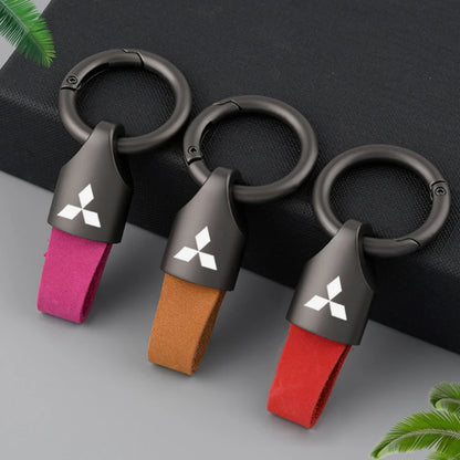 Leather/Metal Keychain Mitsubishi