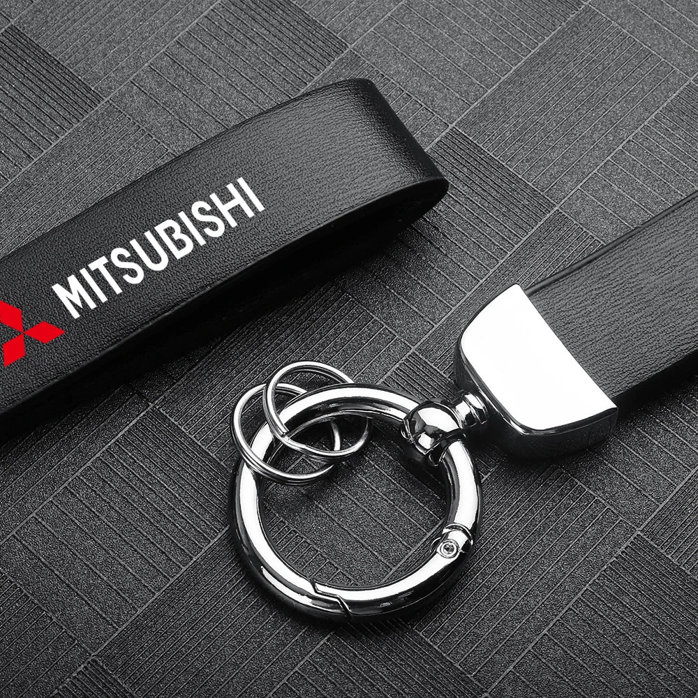 Mitsubishi Leather Keychain