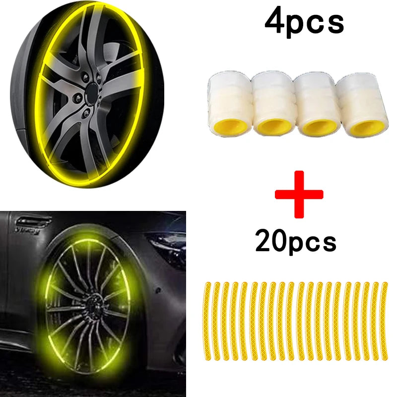 Luminous Valve Caps and Stickers for Wheels