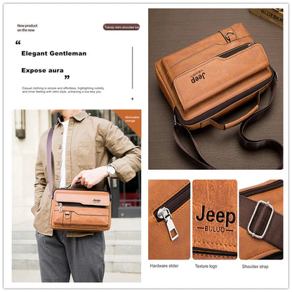 JEEP BULUO Brand Men's Crossbody Leather Bag