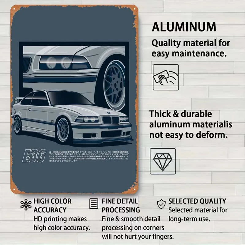 BMW E36 Aluminiumwandkunst 