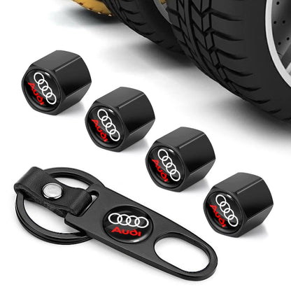 Audi Keychain Emblem und Reifenventilkappen Set Set