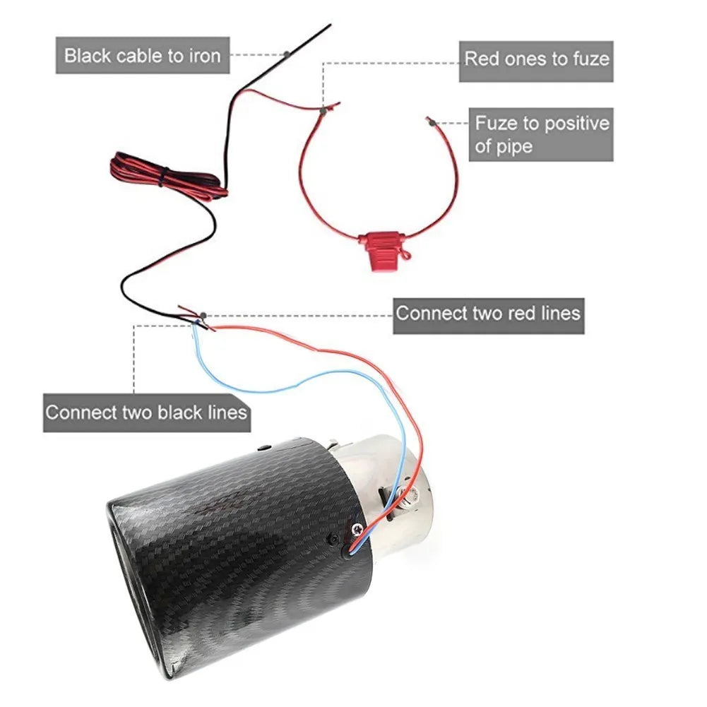 Punta di scarico in fibra di carbonio con LED universale