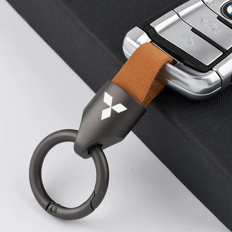 Leather/Metal Keychain Mitsubishi