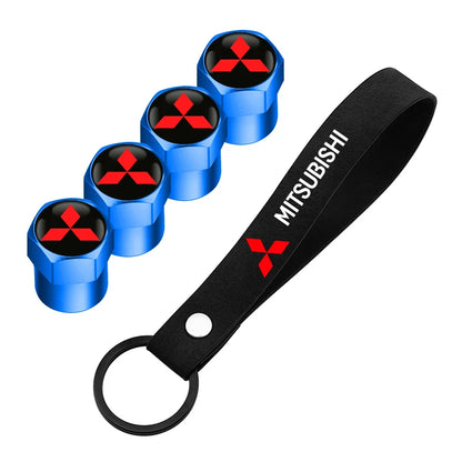 Mitsubishi Tire Valve Caps with Keychain