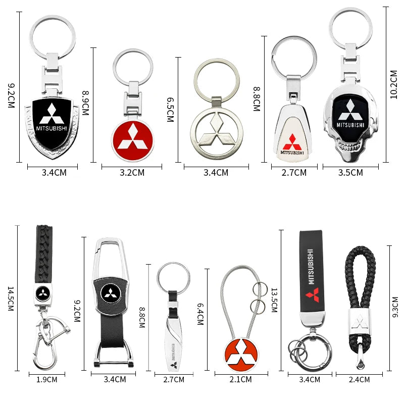 Metal/Leather Emblem Keychain Mitsubishi