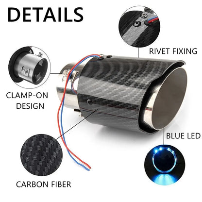 Punta de escape de fibra de carbono con LED universal