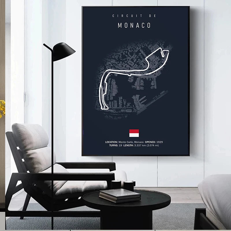 Decoración del póster del circuito de pista F1