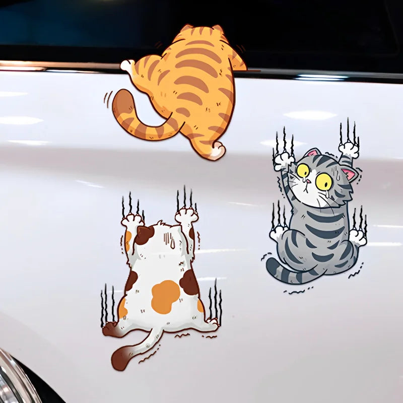 3pcs Juego de pegatinas de coche de gato de mascotas divertidas