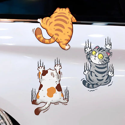 3pcs Juego de pegatinas de coche de gato de mascotas divertidas