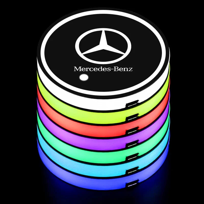 2PC -LED -Beleuchtung eines Water Cup Coaster für Mercedes Benz