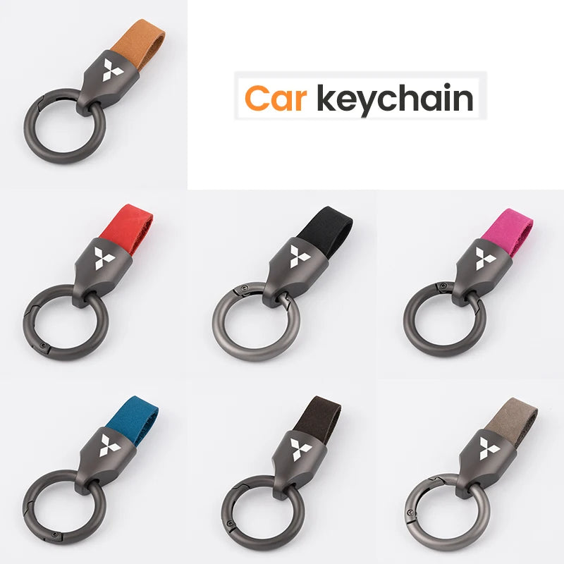 Leather/Metal Keychain Mitsubishi