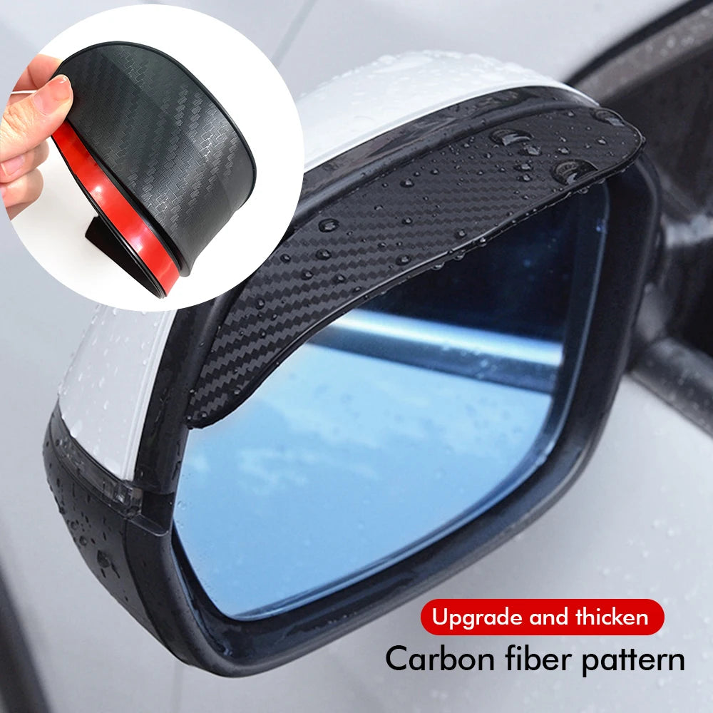 2PCS Car Rearview Mirror Eyebrow Carbon Fiber Sun Visor