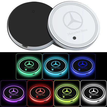 2PC LED Illuminated Car Water Cup Coaster for Mercedes Benz