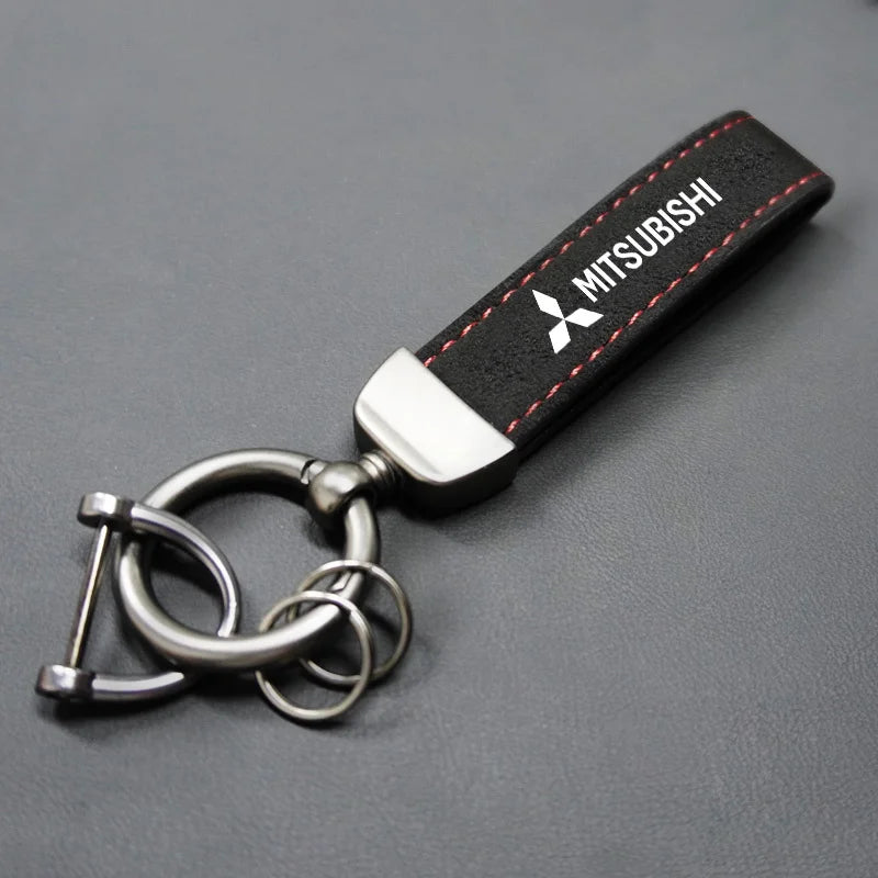 Mitsubishi Leather Keychain