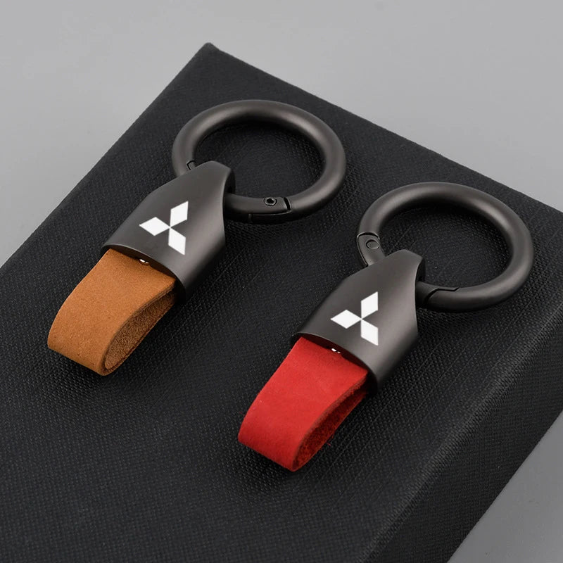 Leather/Metal Keychain Mitsubishi