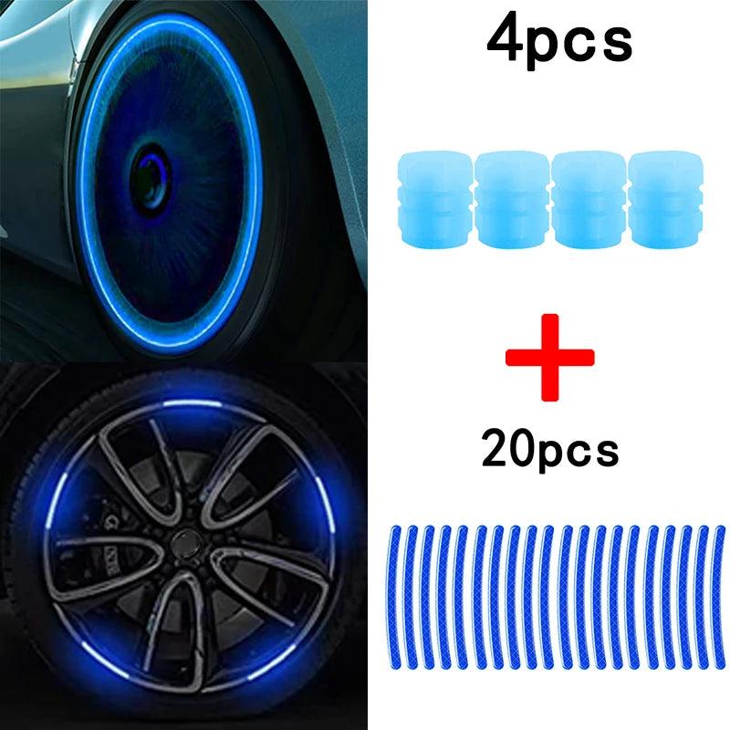 Luminous Valve Caps and Stickers for Wheels