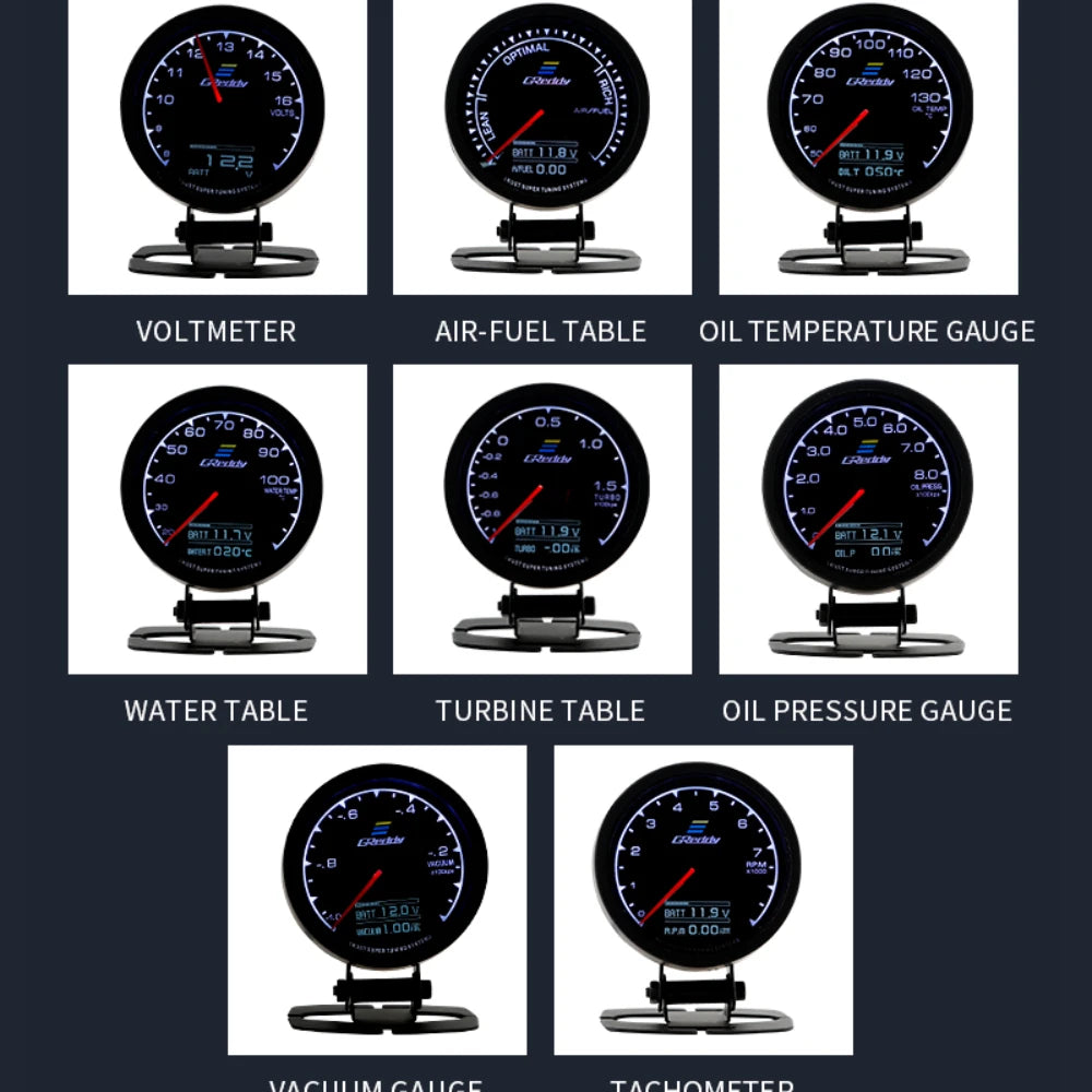 Greddi 7 colores LCD Digital Gauge