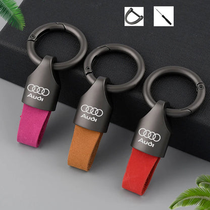 Audi Leather and Metal Keychain