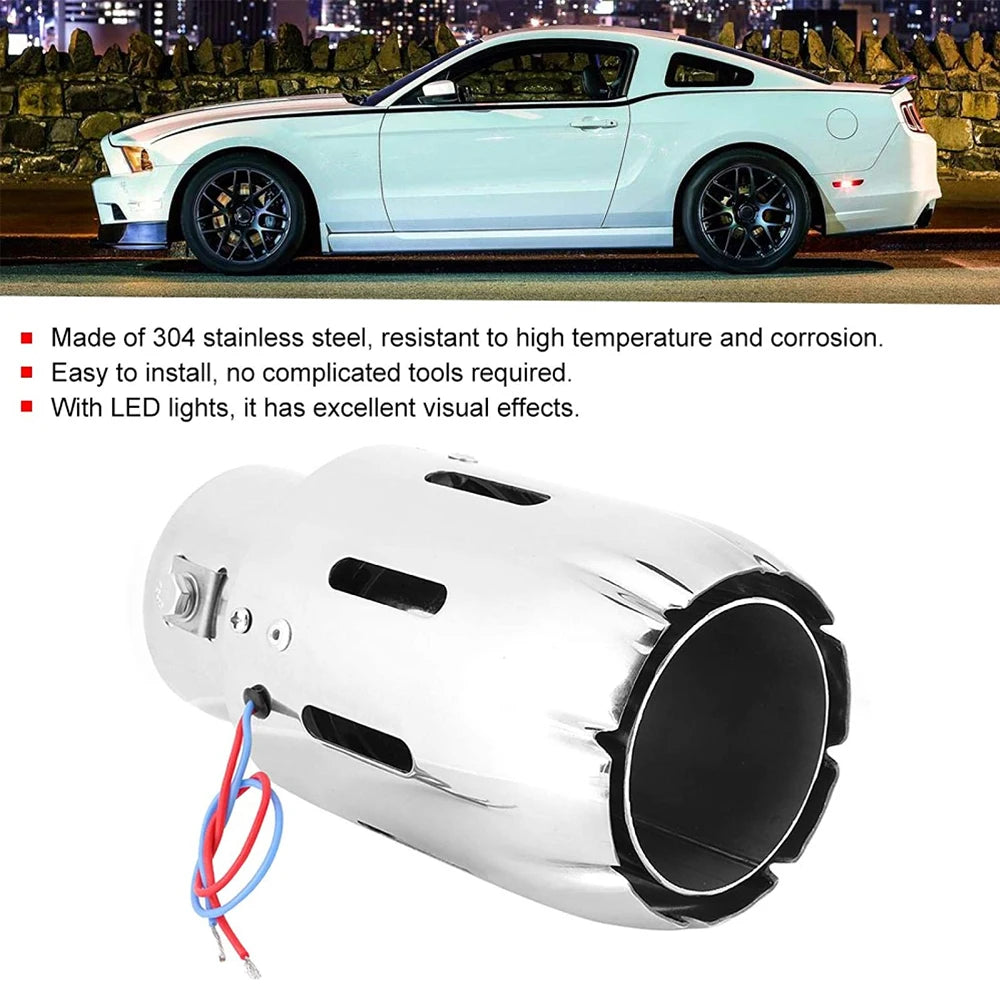 Stainless Steel LED Exhaust Tip – Universal Fit for Cars