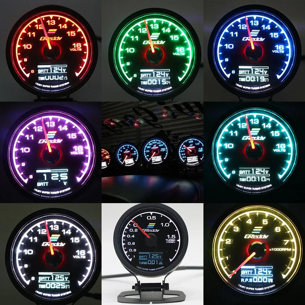 Greddi 7 colores LCD Digital Gauge