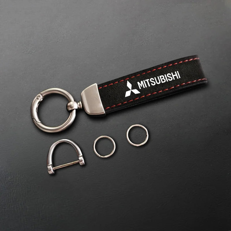 Mitsubishi Leather Keychain