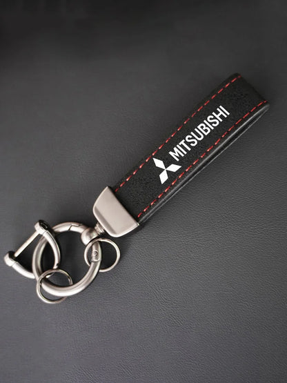 Mitsubishi Leather Keychain